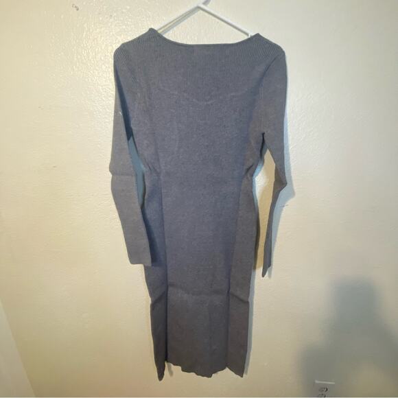 Area Stars Sweetheart Ribbed Sweater Midi Dress in Gray Size Medium NWT - Picture 4 of 8